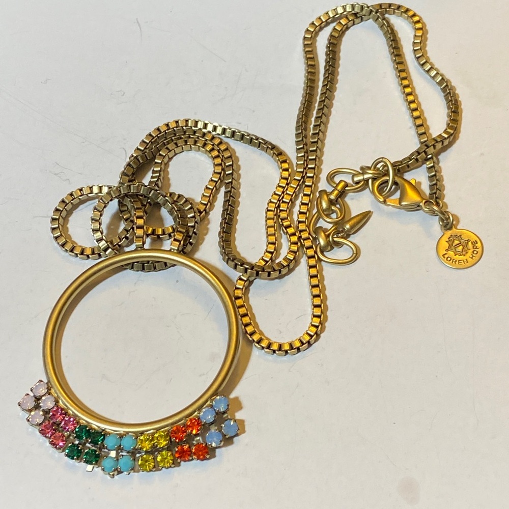 Loren Hope Emma Circle Drop Pendant 
Multi Gemstones  Necklace H-30”